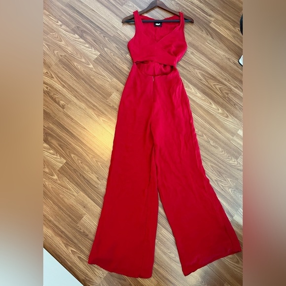 Reformation Pants - Reformation Red Wide-Leg Jumpsuit with Fitted Bodice
